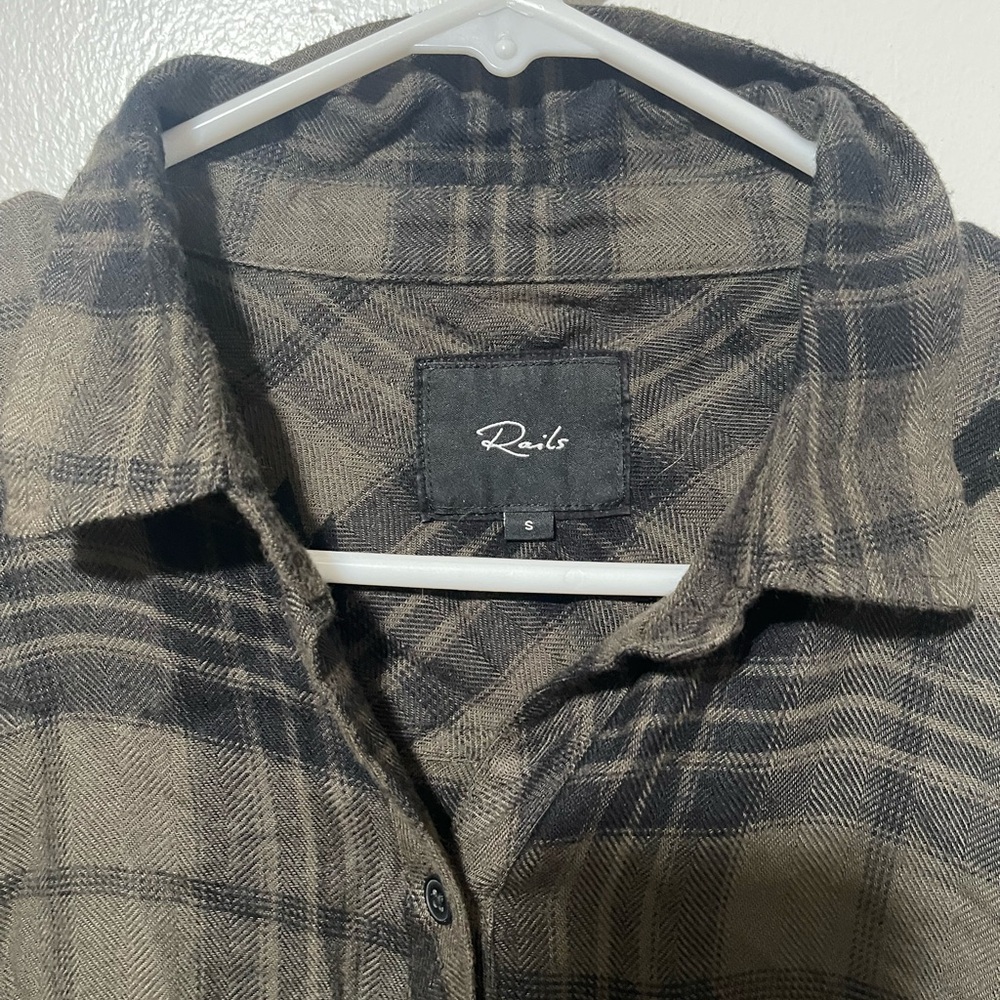 Rails hunter green black olive jet plaid lightning bolts flannel size S - Picture 3 of 5